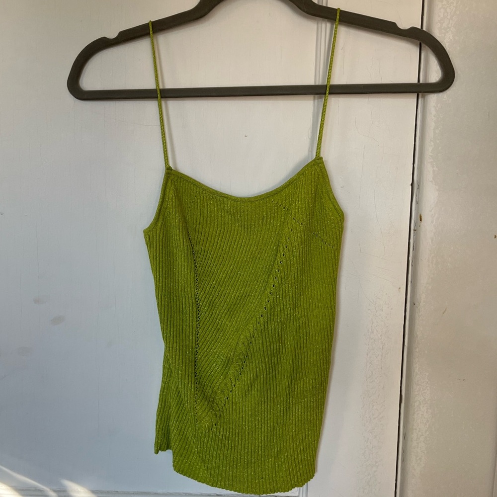 Zara Lime Green Shimmer Knit Cami